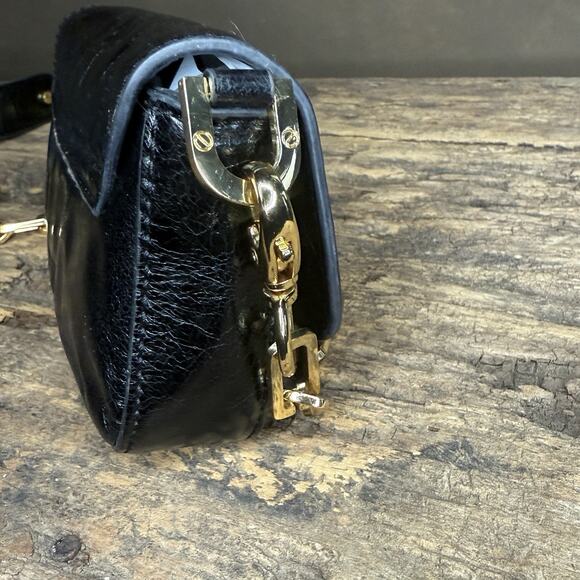 Tory Birch Amanda Black Mini Clutch Crossbody Gold Chain Removable Strap Leather - Picture 12 of 16